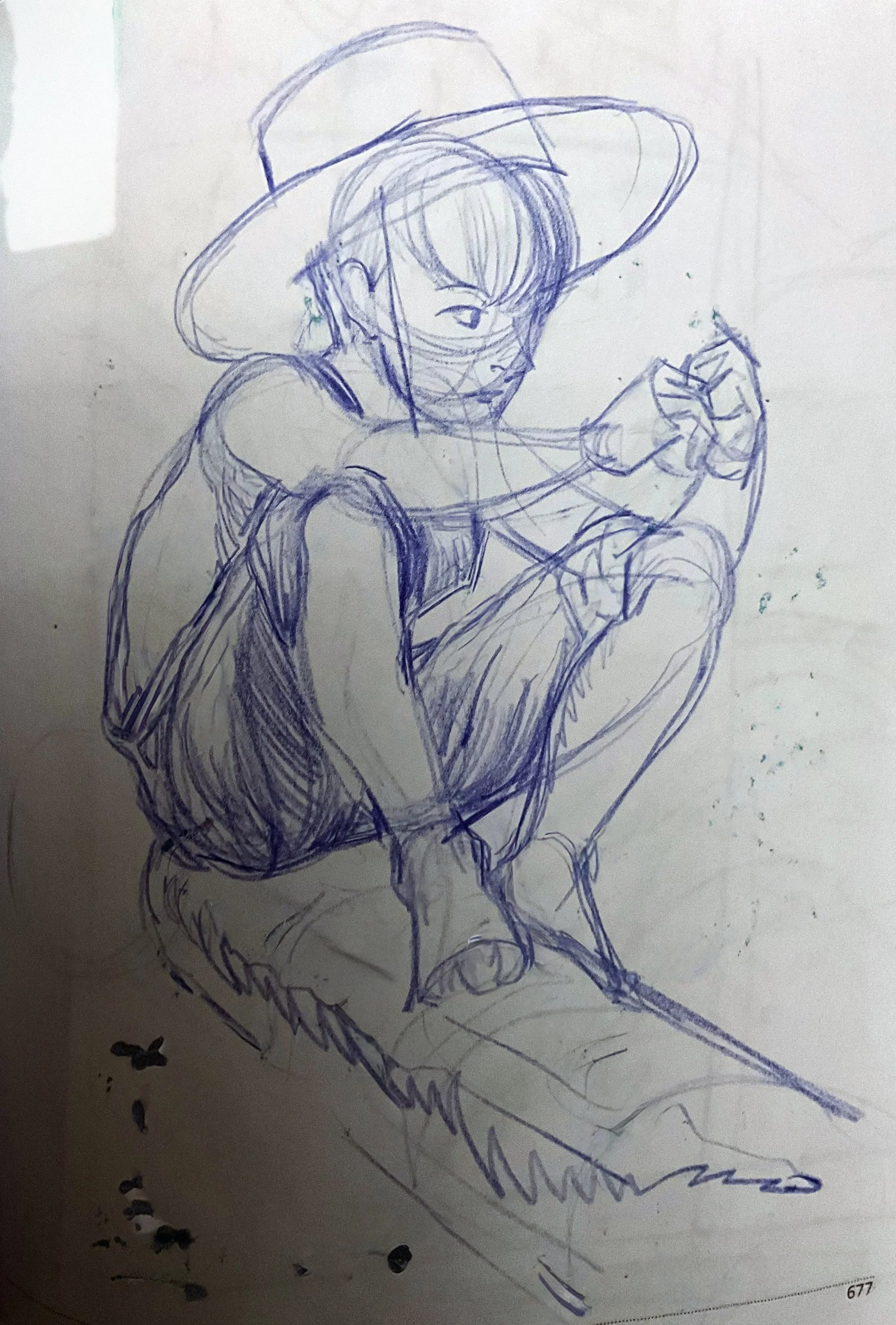 Figure drawing drawn with colored pencil