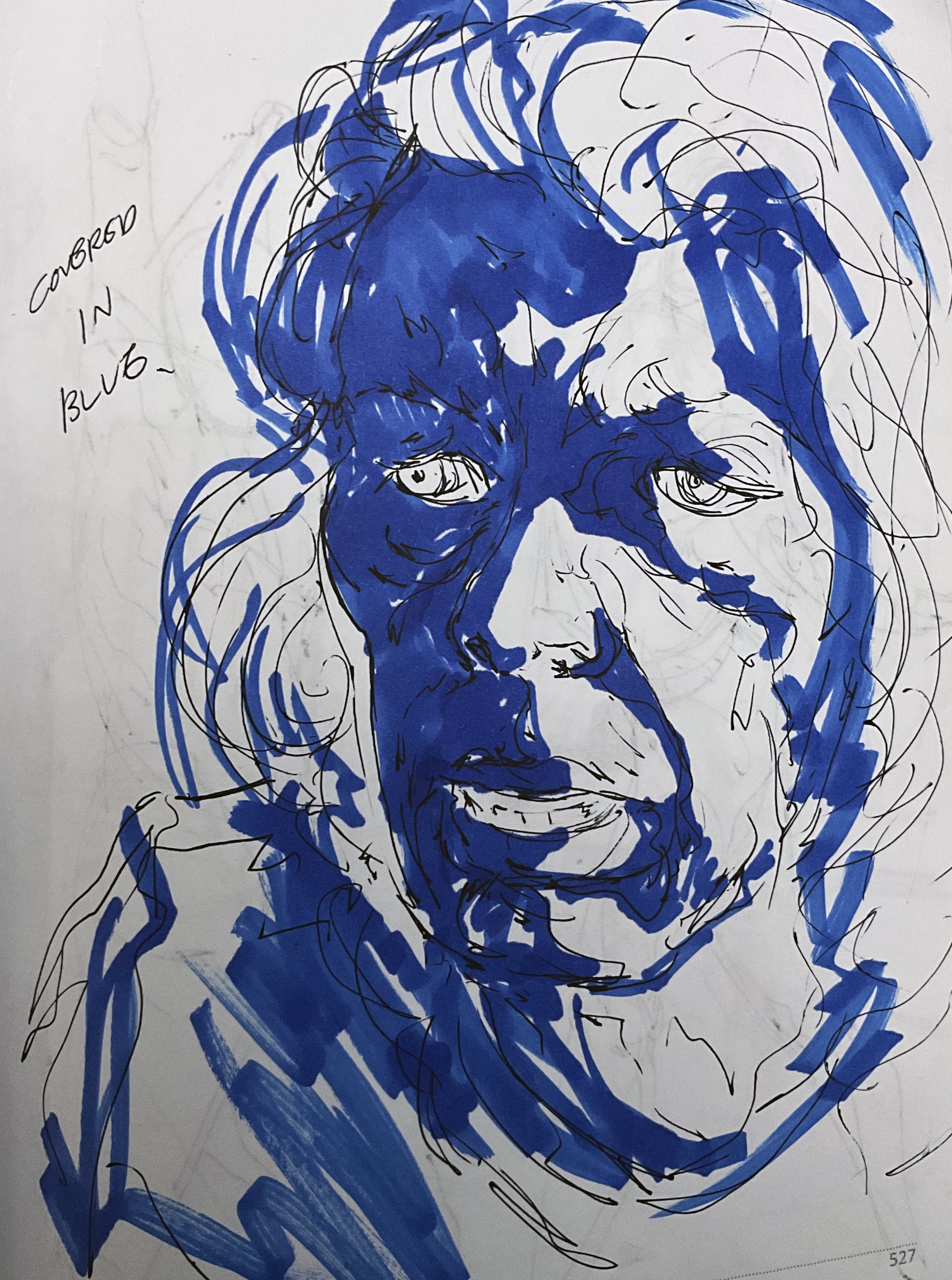 Facial study - drawn with pen and marker 