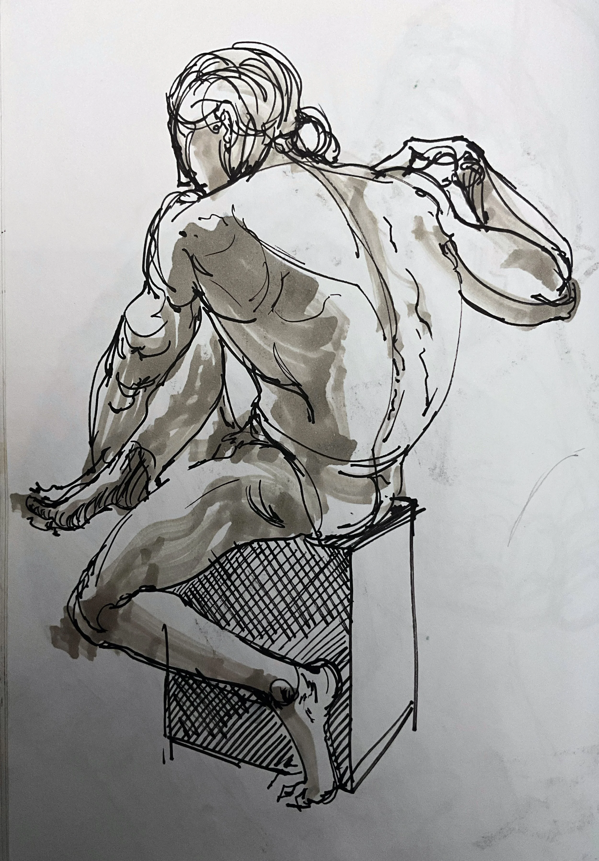 Figure drawing made with pen and marker