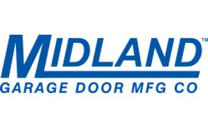 Logo of Midland Garage Door Mfg. Co. with the company name in blue text.
