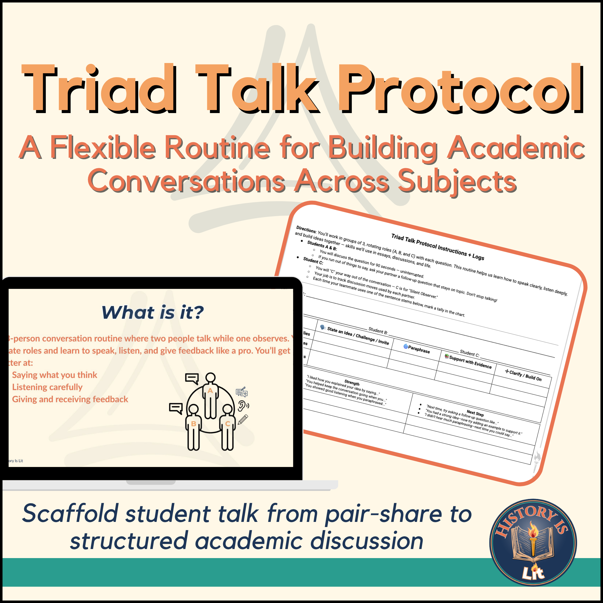 Student-Led Discussions |Triad Talk Protocol | Middle School | Accountable Talk