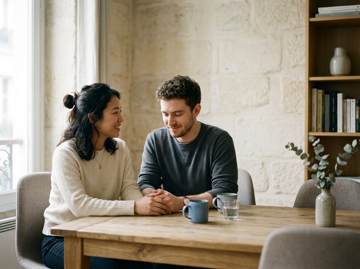 Seriously dating couple discussing their future before engagement