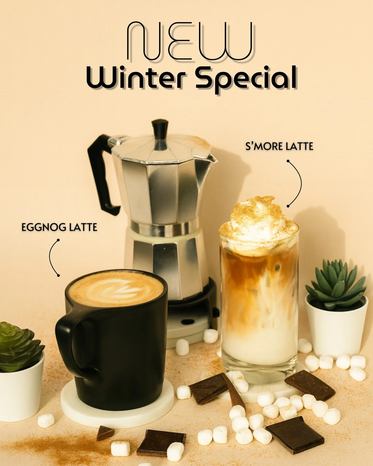 Warm up your winter with our two new drinks!
The Eggnog Latte and S&rsquo;More Latte ❄️🔥
Cozy, creamy, and perfect for the season. Now available in-store!🤩