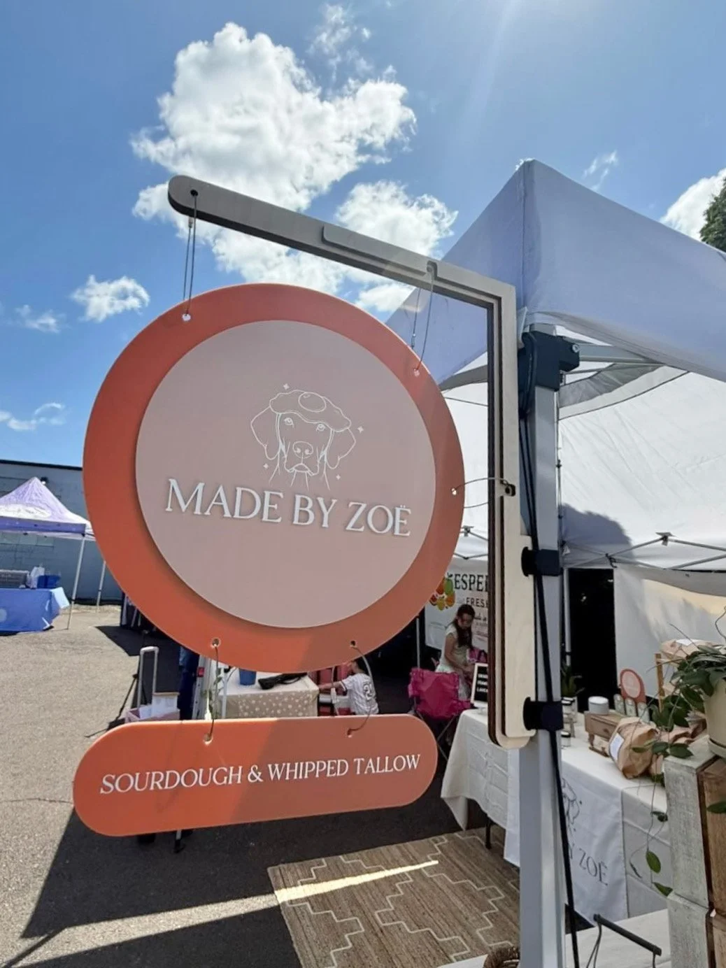 Market canopy hanging bracket & double sided logo