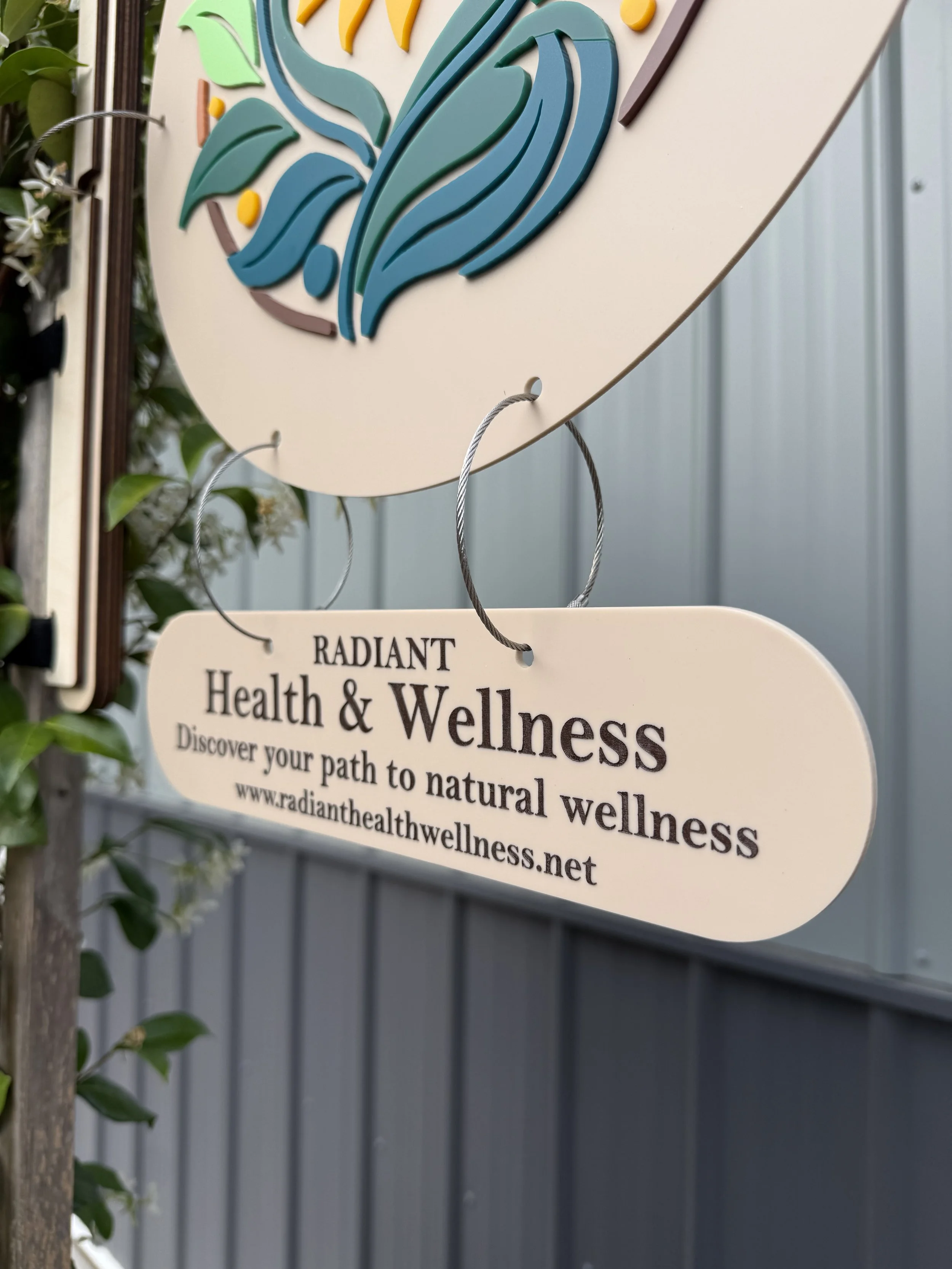Add-on hanging panels for market canopy sign