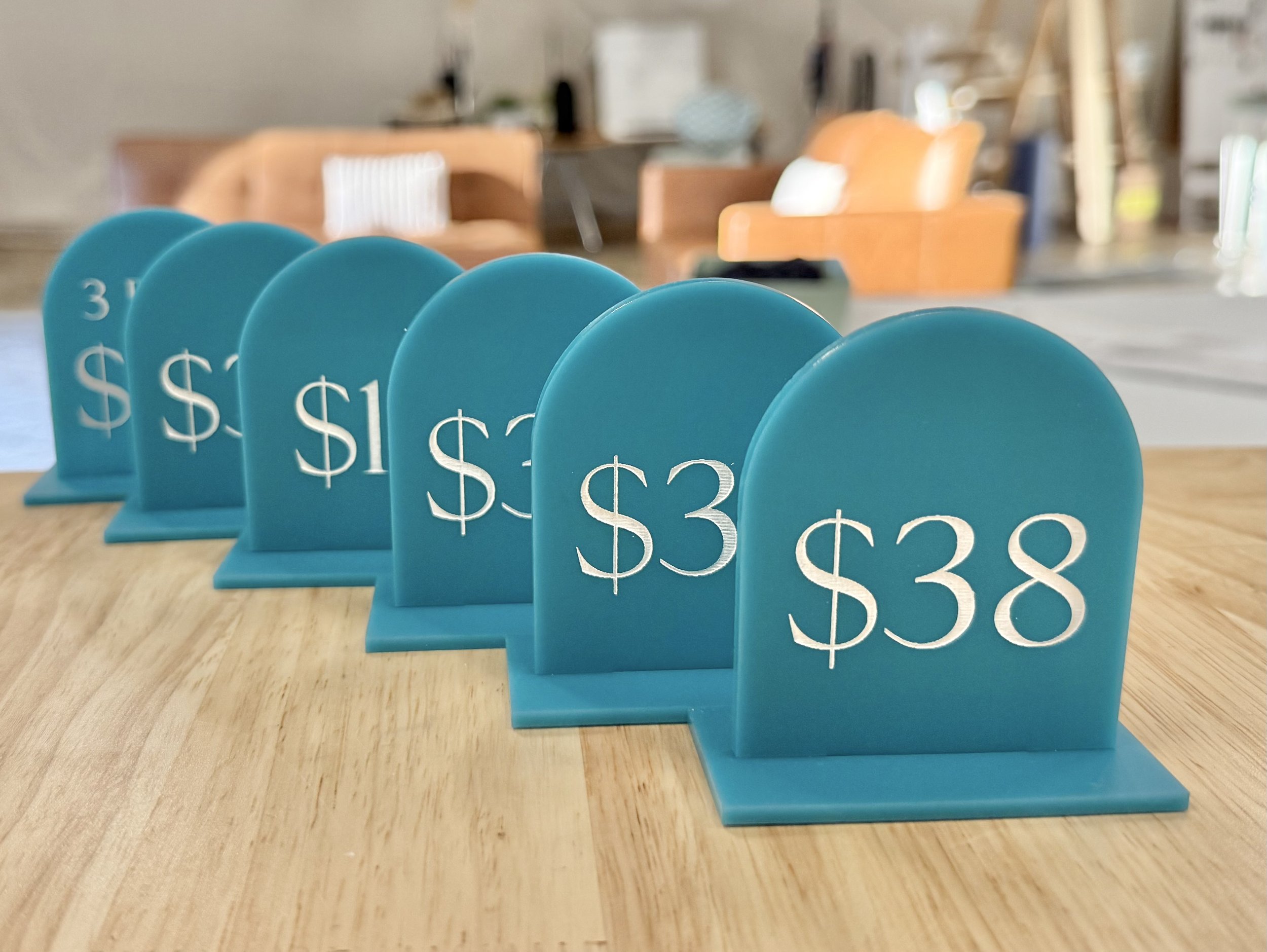 Arched Acrylic Price Signs