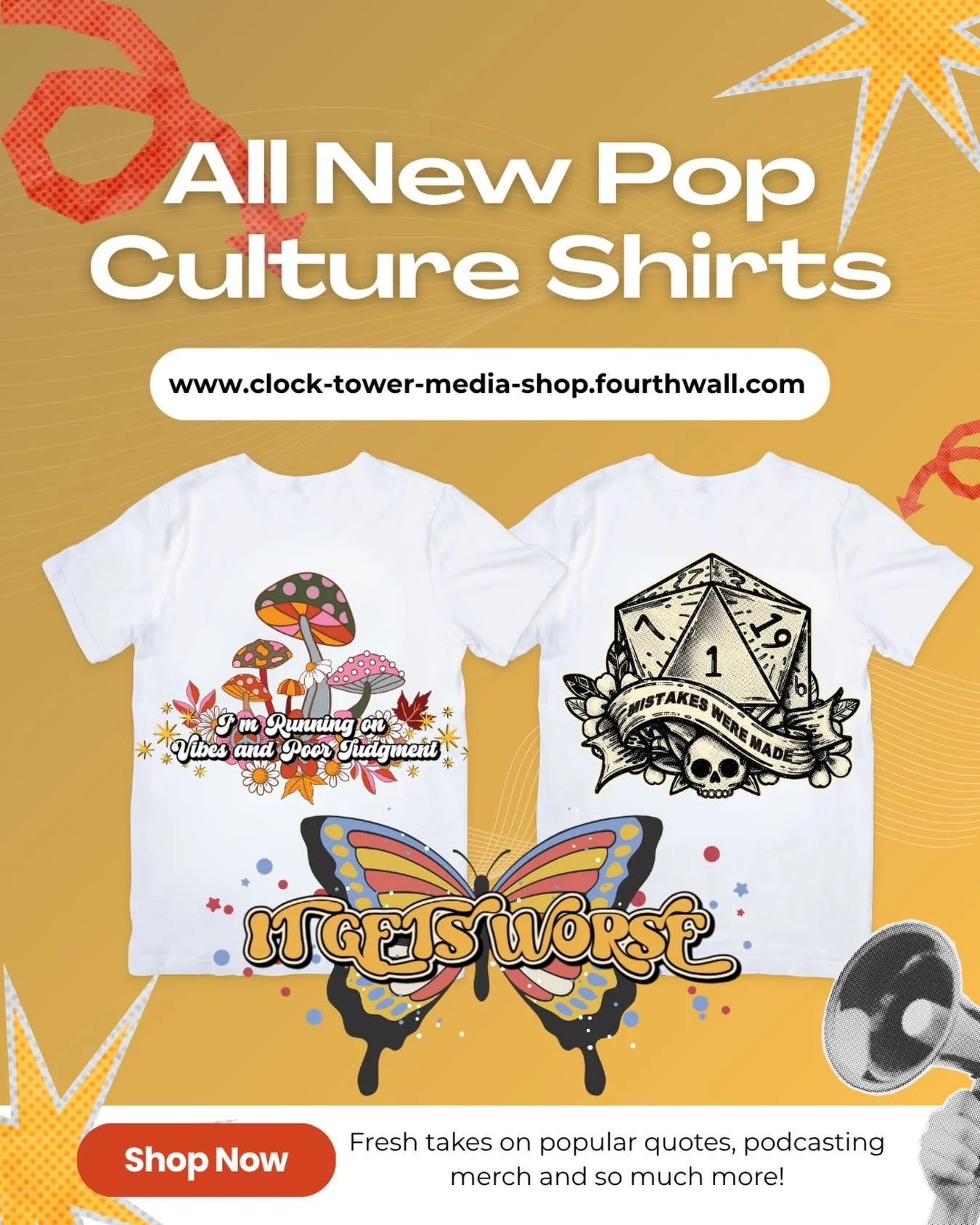 ✨We have more than just podcast merch! Check out our fourth wall shop today to see what designs we have in store OR comment below some merch ideas you want to see brought to life! ✨

#merch #shop #fypシ❤️💞❤️ #podcast #popculture
