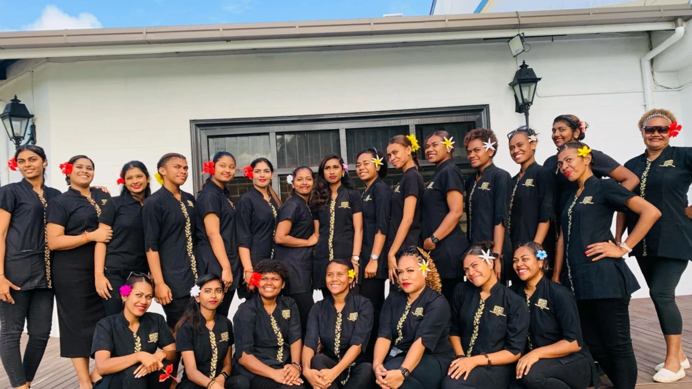 Pauline Mow-Campbell with the Pivot Point Fiji team at the Lautoka campus