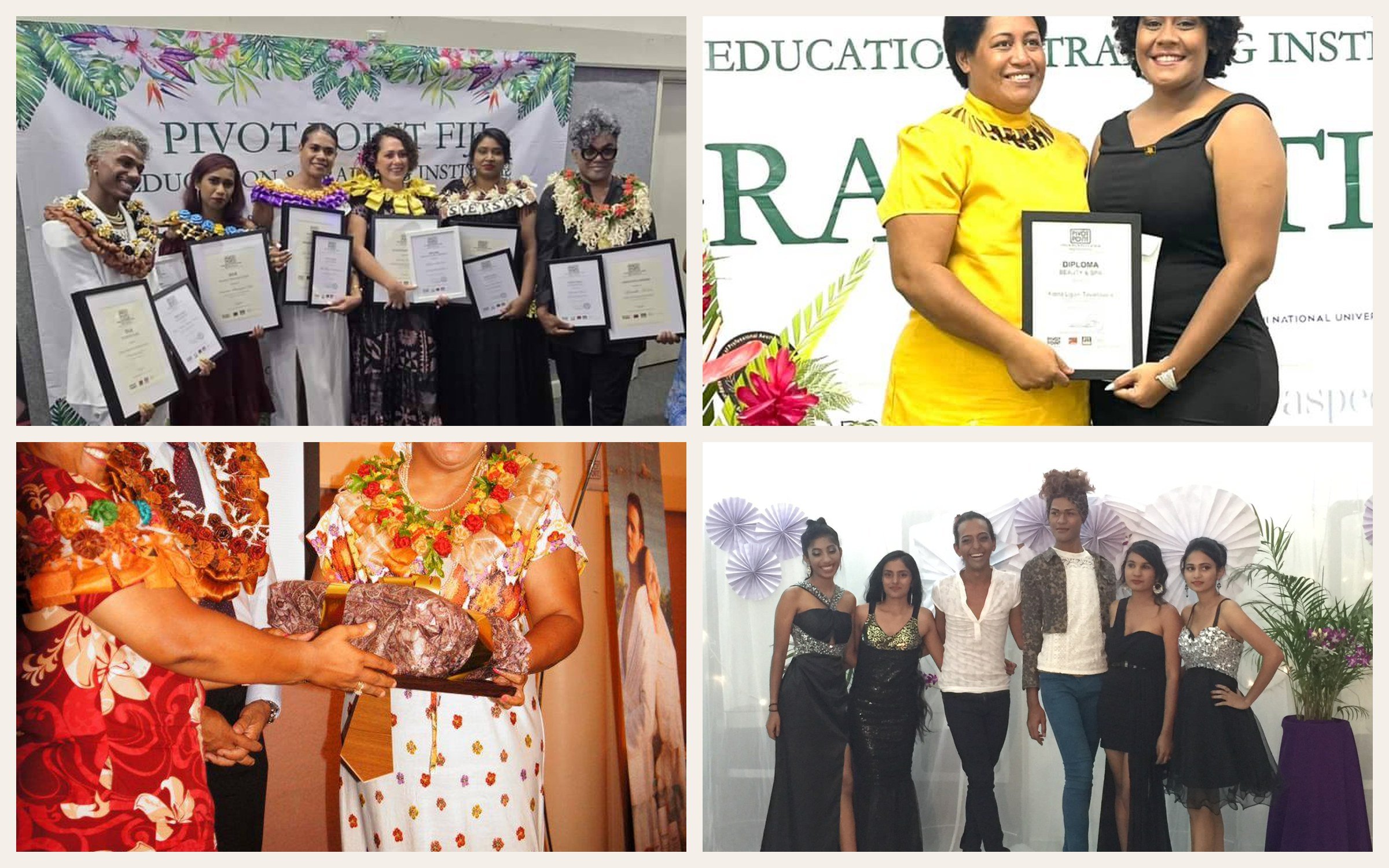 Award winners and graduates receiving certificates at Pivot Point Fiji graduations