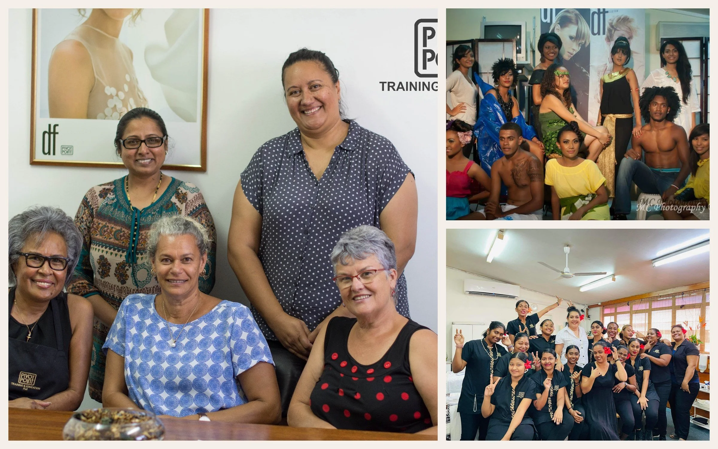 Pauline Mow-Campbell with educators, and the Pivot Point Fiji class of 2009