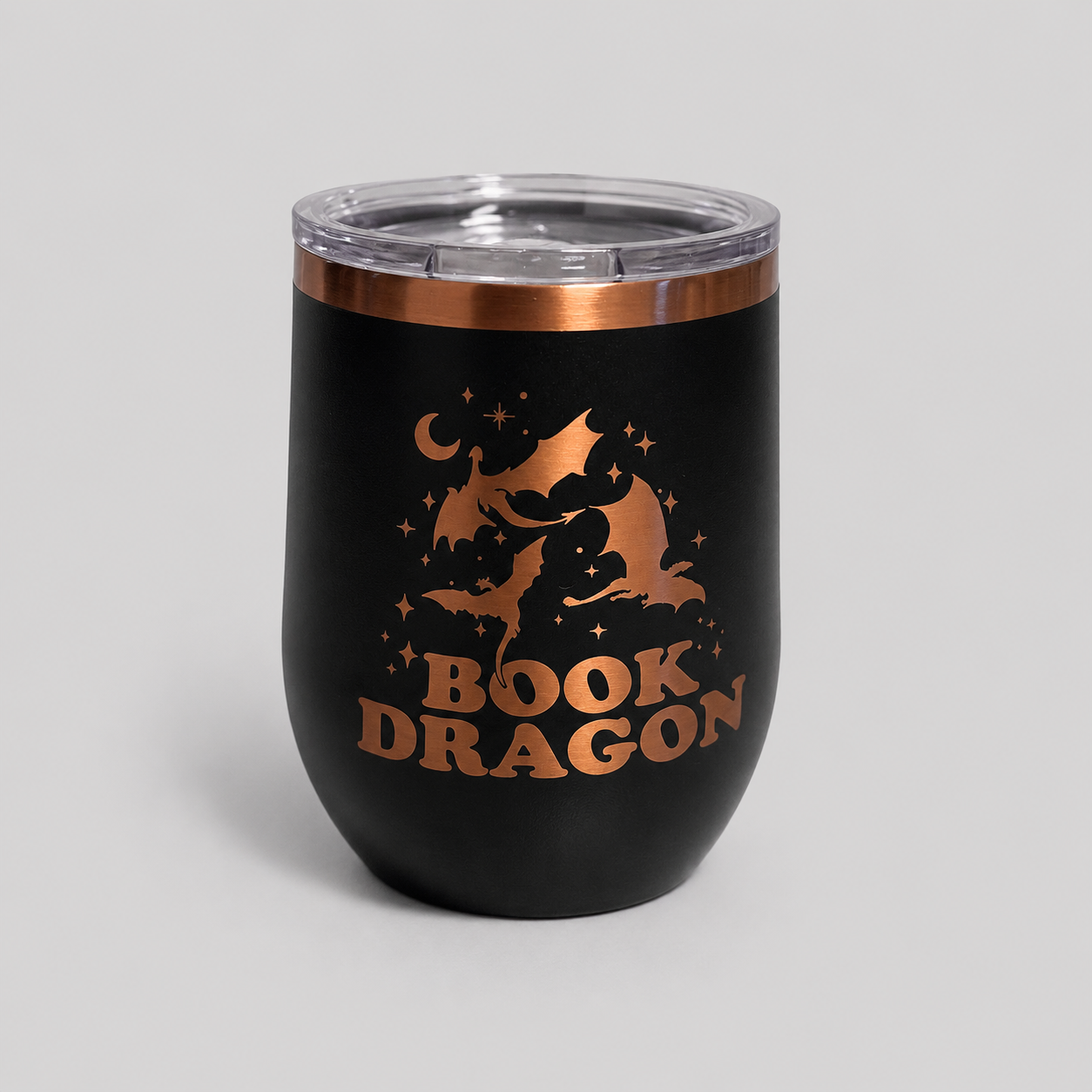 Book Dragon Black/Gold Polar Camel Wine Tumbler