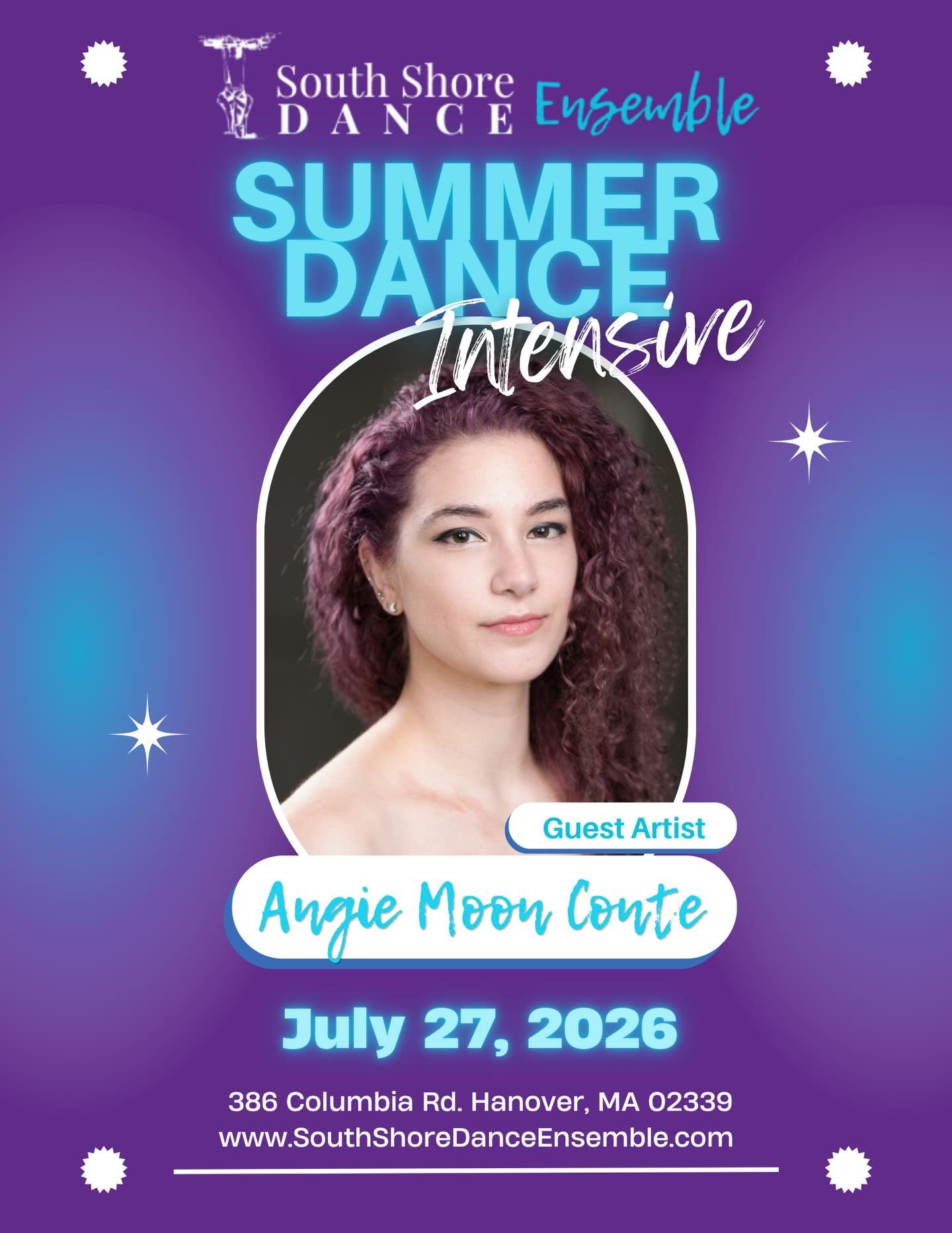 SSDE is thrilled to announce our next Summer Intensive Guest Artist, Angie Moon Conte!

Get ready for an inspiring experience filled with exploration, artistry, and passion! Angie will be teaching Contemporary and Improvisation on Monday, July 27th. 