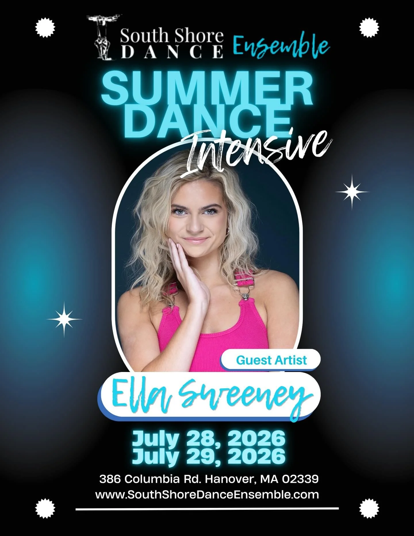 Welcoming back the incredible Ella Sweeney as a guest artist for SSDE&rsquo;s Summer Intensive! 

We&rsquo;re so excited to have her return to inspire, challenge, and elevate our dancers once again! 

Tuesday July 28 
9:00-10:30 Musical Theatre ( 8-1