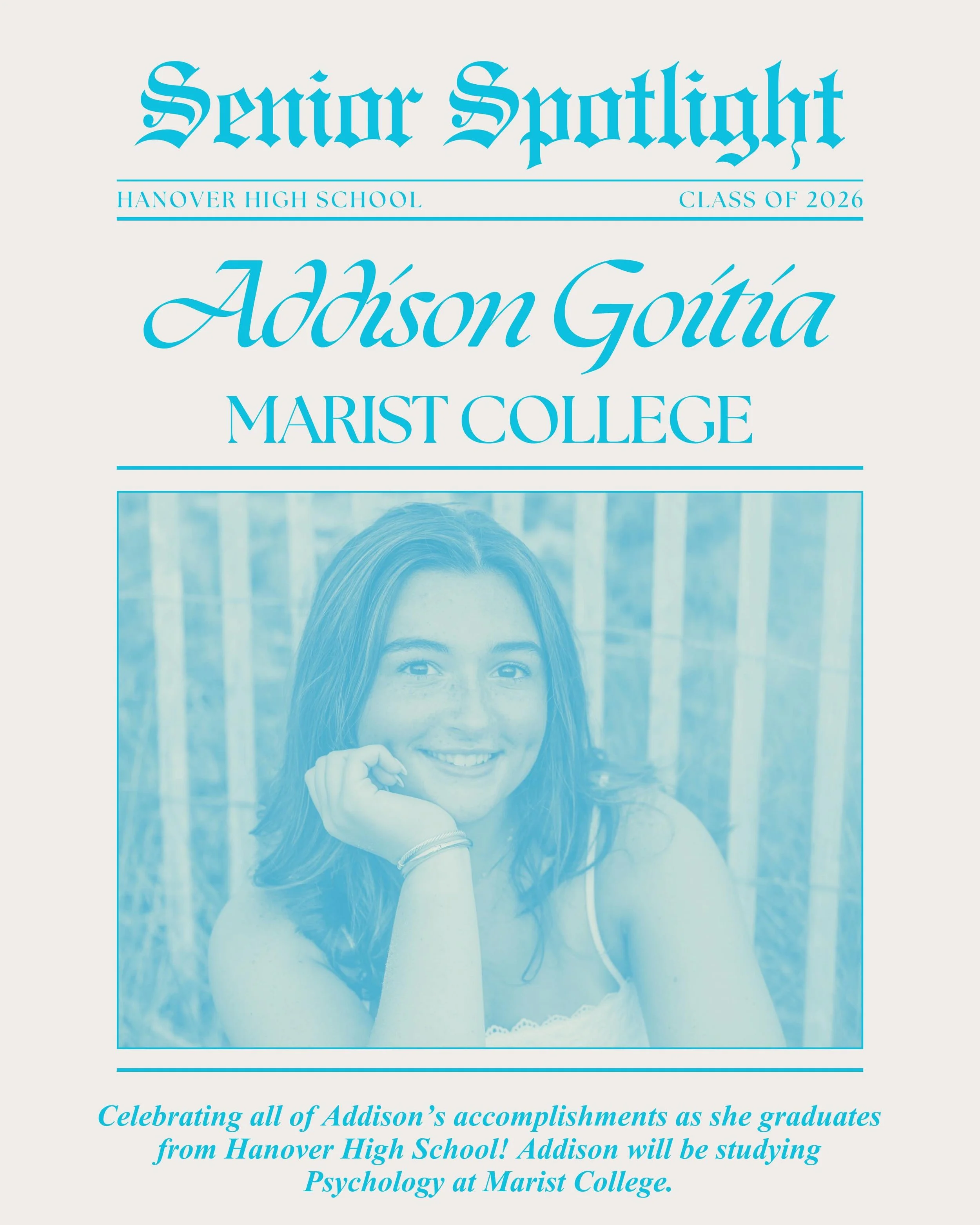 The countdown to graduation is on, and today we&rsquo;re celebrating one very special senior! Addie, your hard work and passion have led to this moment! Enjoy every minute. 

Favorite style of dance:  Jazz
 Favorite costume you&rsquo;ve ever worn: My