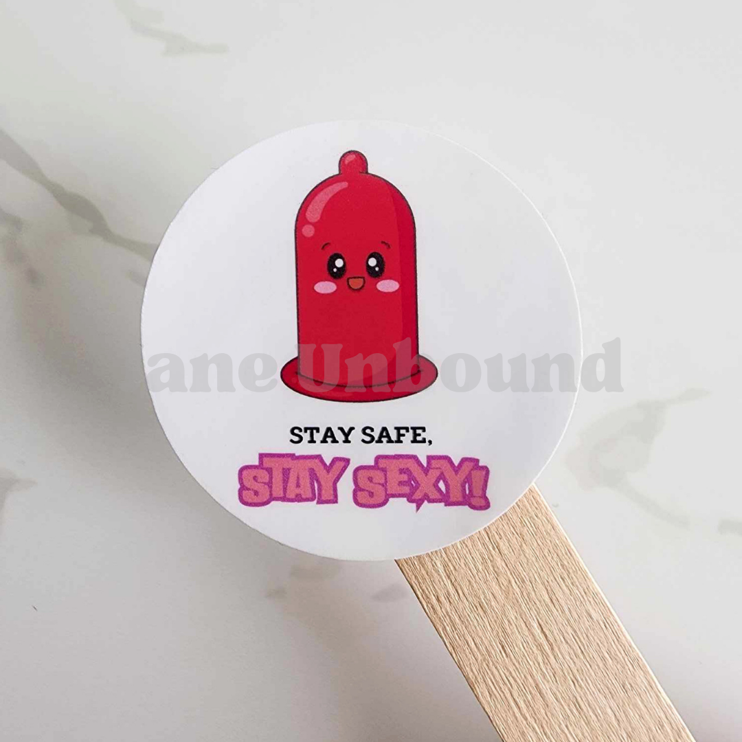 Stay Safe Pink Condom Vinyl Sticker Decal