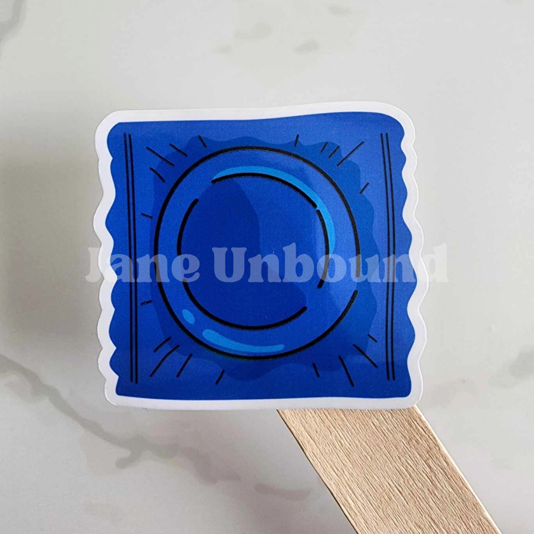Condom Blue Wrapper Vinyl Sticker Decal