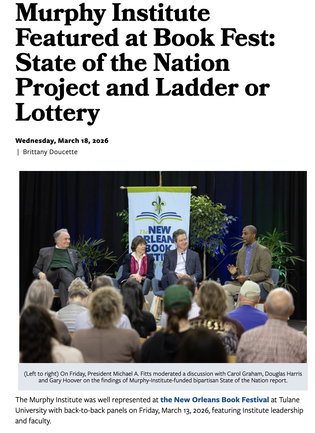 Online article recapping a featured event