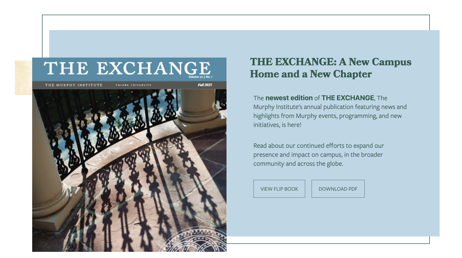 Website mock-up for Murphy Institute annual magazine