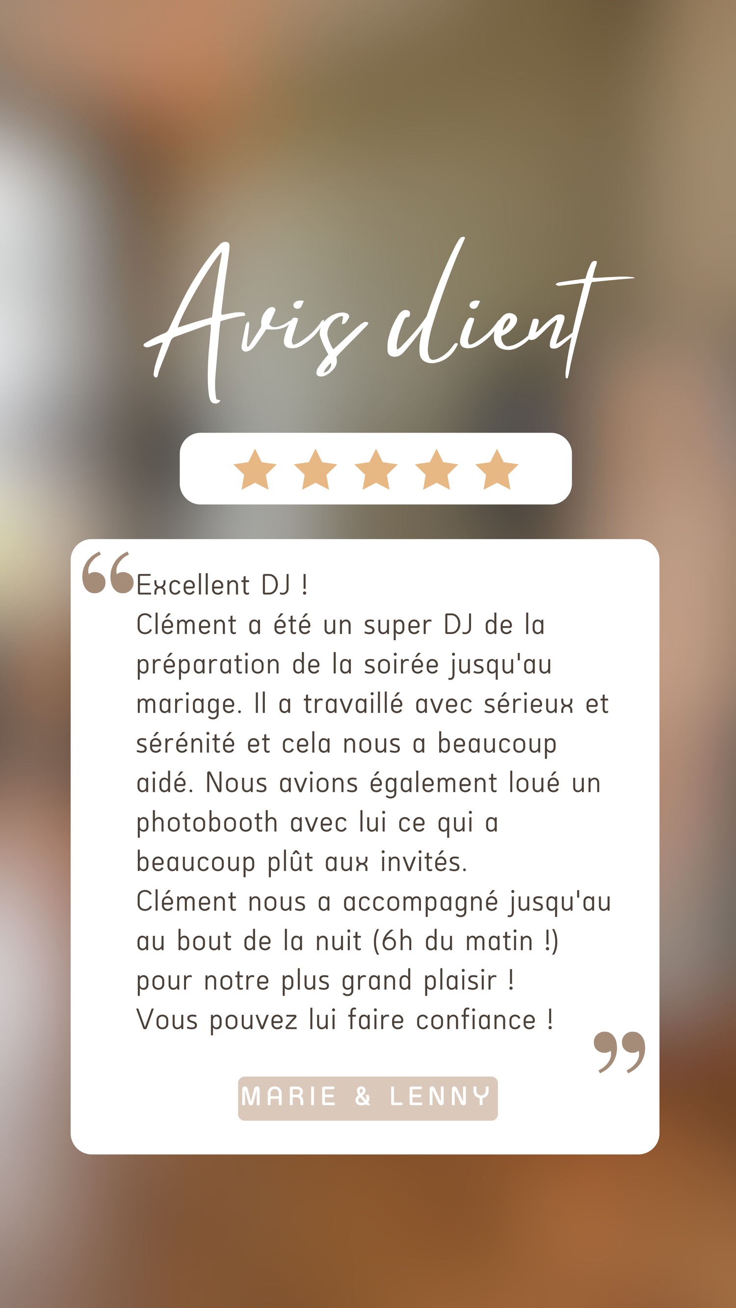Avis client mariage 1 publié sur DJ Pepito Event