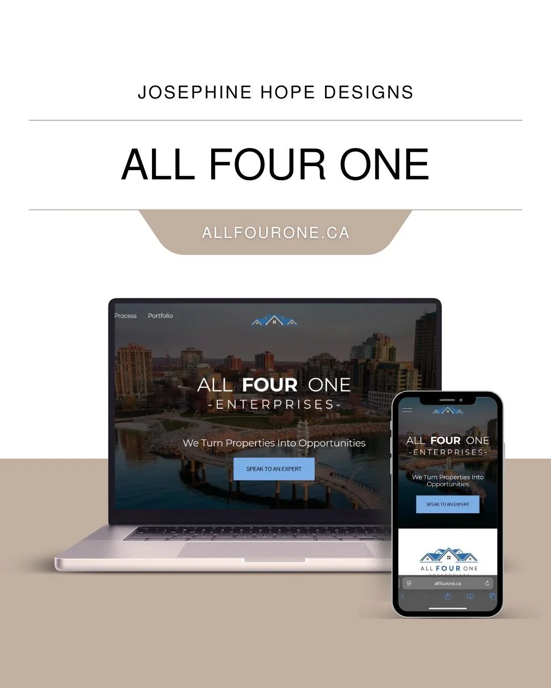 -ALL FOUR ONE ENTERPRISES&ndash;

We developed a complete brand package for this project&mdash;including logo design, colour palette, typography, brand guidelines, and a fully customized website. From the very first  idea to the final launch, it was 