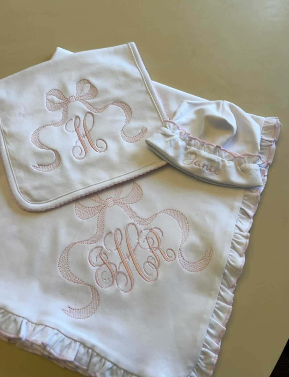Pink Trim Burp Cloth