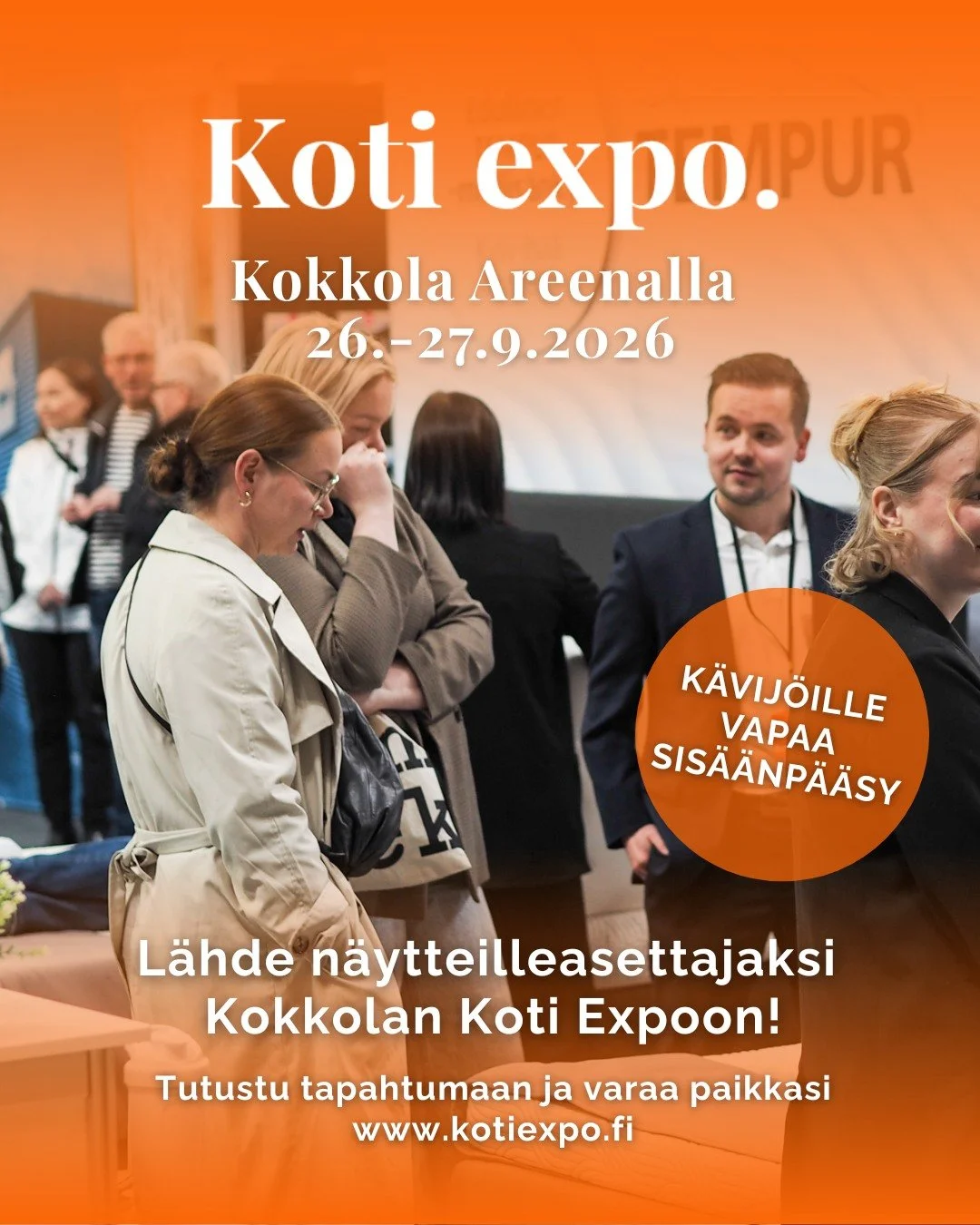 Me Koti Expoillaan t&auml;n&auml; vuonna my&ouml;s upouudella Kokkola Areenalla syyskuussa 2026🧡 

Uusi konsepti, tutut tekij&auml;t ja tuplasti enemm&auml;n inspiraatiota kotiin!🏡
Kotoilun ykk&ouml;stapahtuma Kokkolassa ker&auml;&auml; tuhansia k&