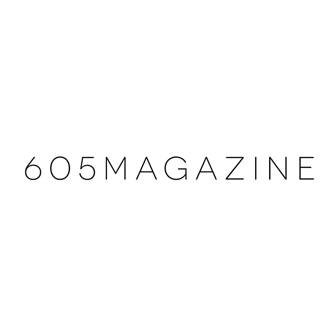 Design with the text '605 MAGAZINE' on a white background.