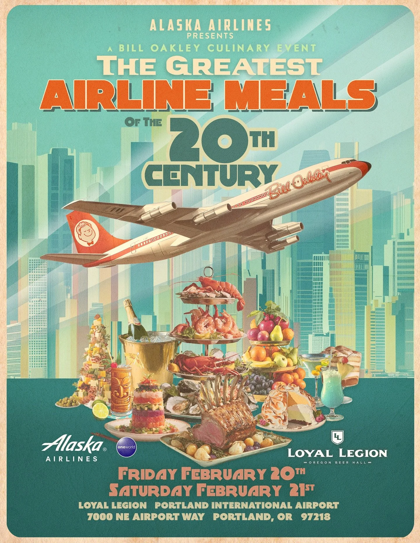 ✈️ TICKETS ON SALE NOW!
The Greatest Airline Meals of the 20th Century
A Bill Oakley Culinary Event
presented by Alaska Airlines
📍 Loyal Legion, Portland International Airport (pre-security)
📅 Friday, Feb 20 &amp; Saturday, Feb 21, 2026

For two ni