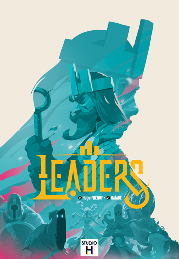 Affiche de bande dessinée de science-fiction avec un héros portant un casque futuriste et des éléments mécaniques, le titre 'Leaders' en haut.