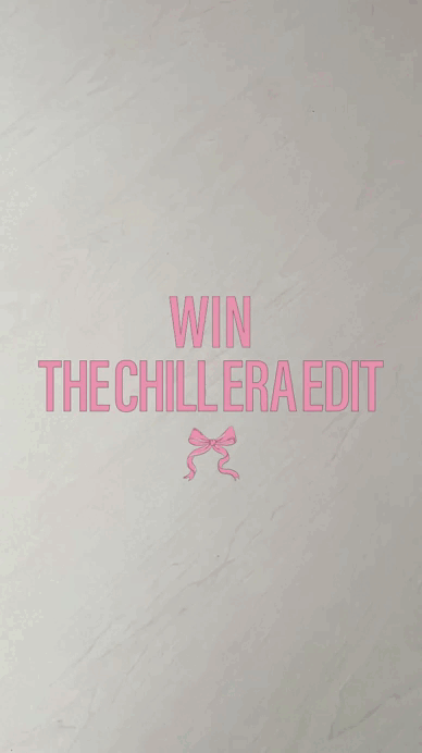 Pink text on a white background that says 'WIN THECHILLERA EDIT' with a pink bow underneath.