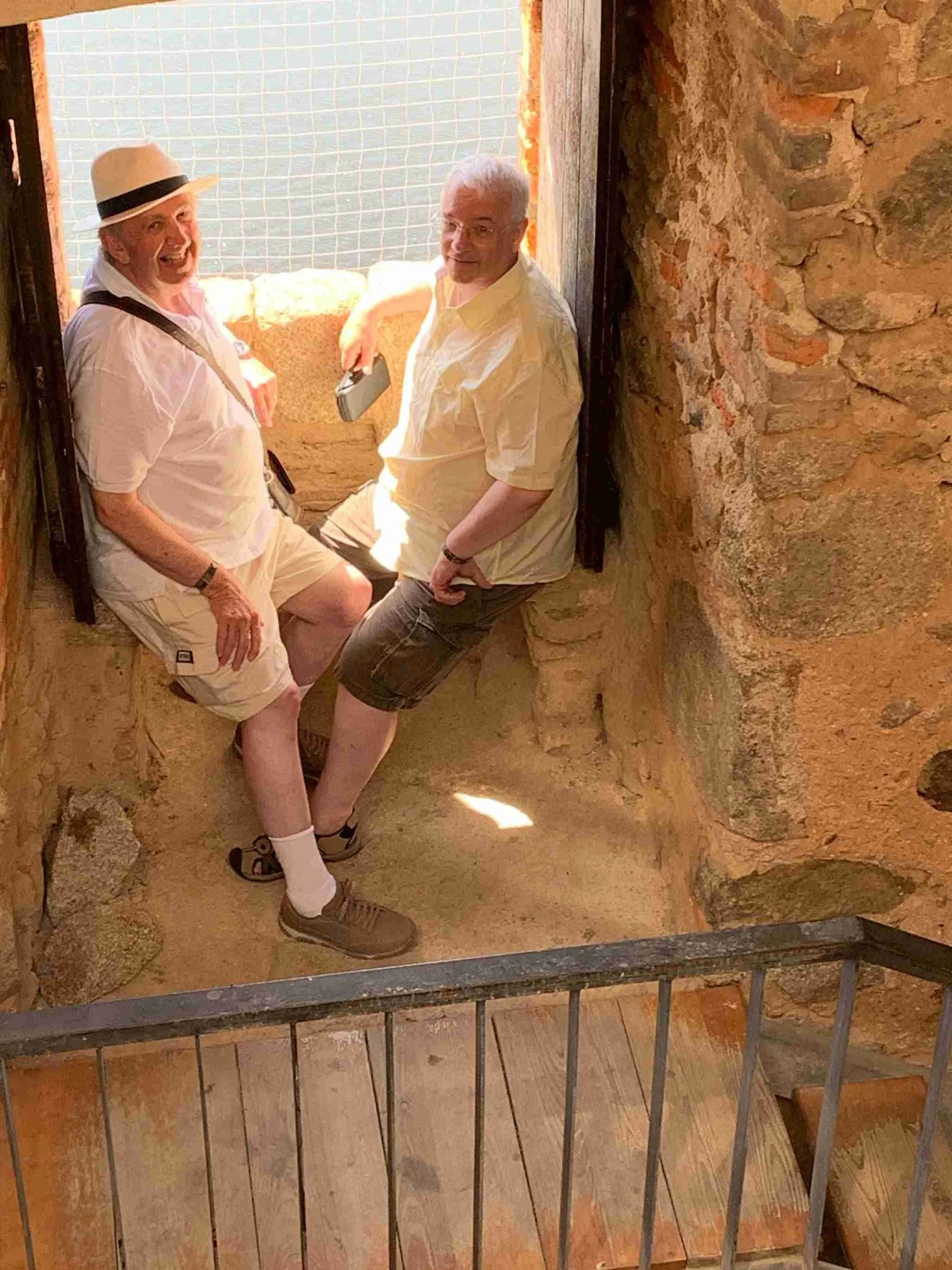 OMCTH Members discussing the Templars at Almourol Castle 2026
