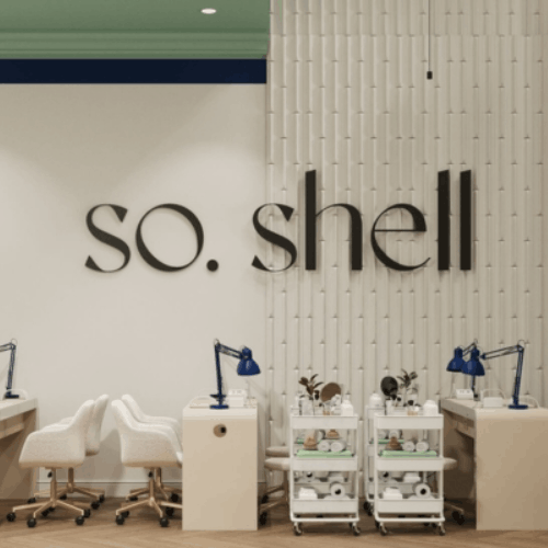 so shell wall at a salon logo