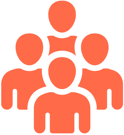 orange team member icon with 4 people