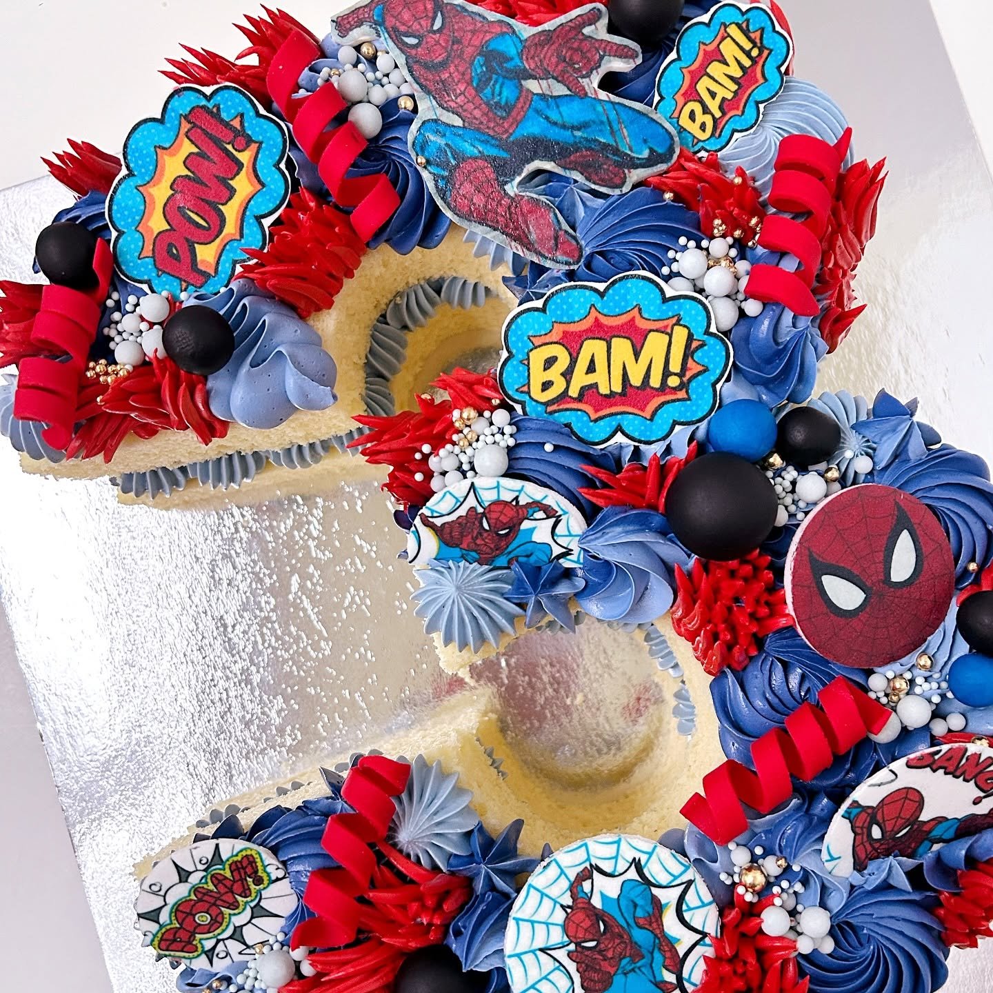 Number three Birthday cake Spiderman theme.jpg