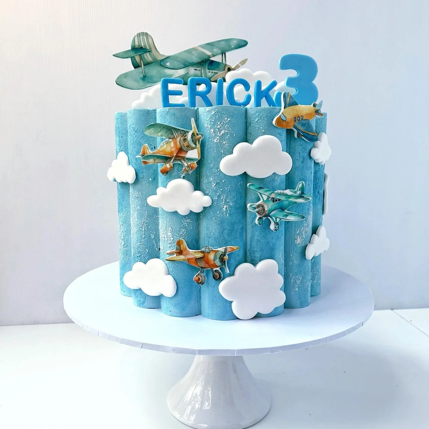 Airplane and Clouds 3rd Birthday Cake