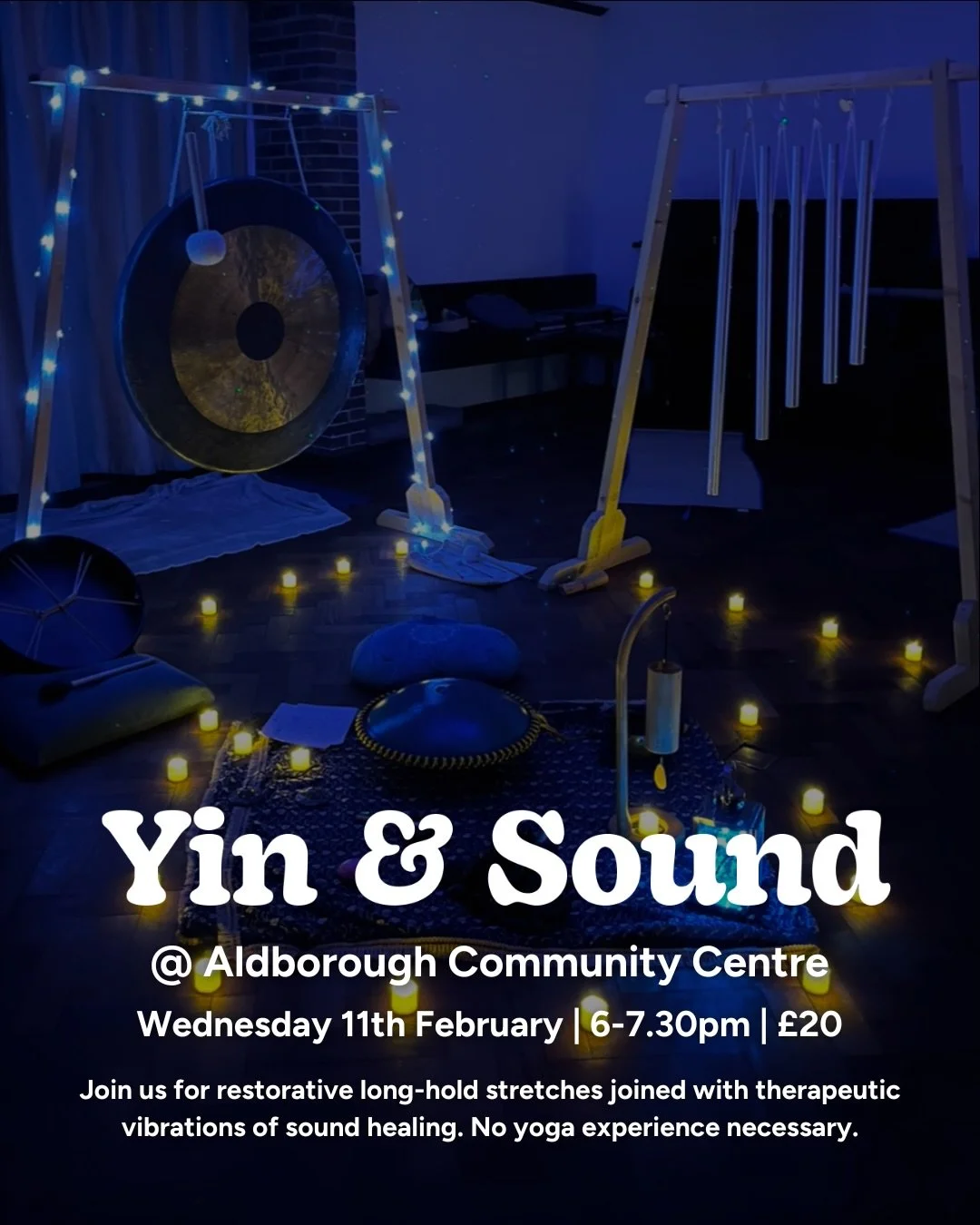 Yin &amp; Sound | Rest &amp; Restore
@ Aldborough Community Centre
Wed 11 Feb ✨ 6:00-7:30pm ✨ Investment &pound;20 pp

Join me and Annette (Balanced Pathways) for an evening of softening, receiving, and real self-care.

We&rsquo;ll melt into 60 minut