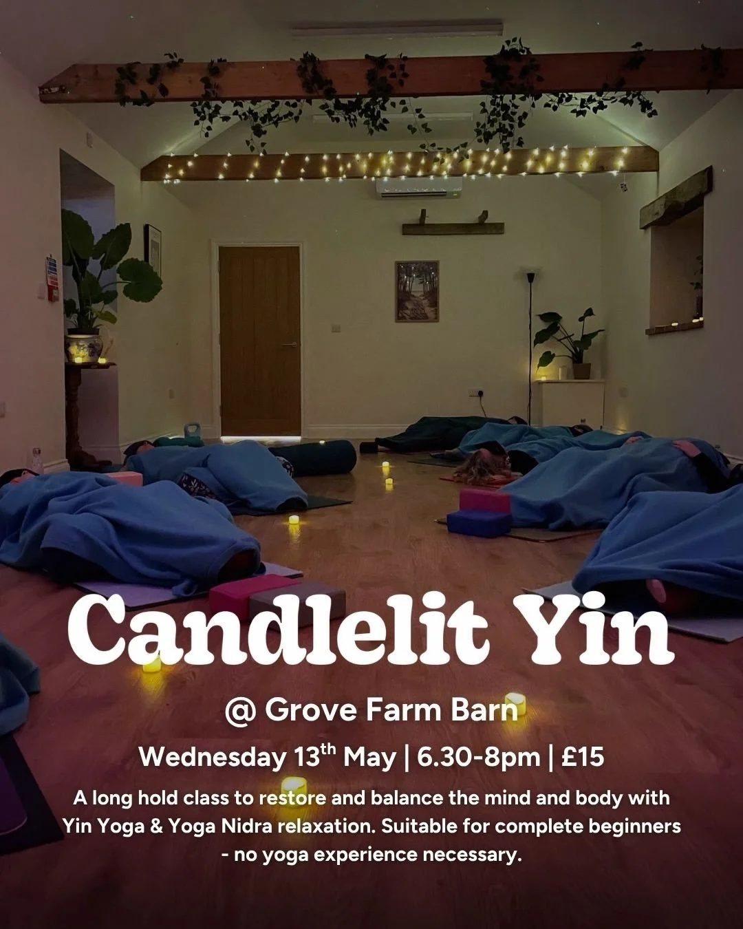 An evening to soften, slow down, and rest 🕯️✨

My next Candlelit Yin is taking place on Wednesday 13th May 6.30-8pm at Grove Farm Barns @grovefarmwellbeing near Aylsham

A cosy evening of long-held yin postures, deep rest, and quiet nourishment.

Th