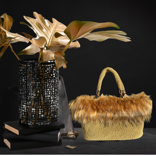 Golden Fur Luxe Bag