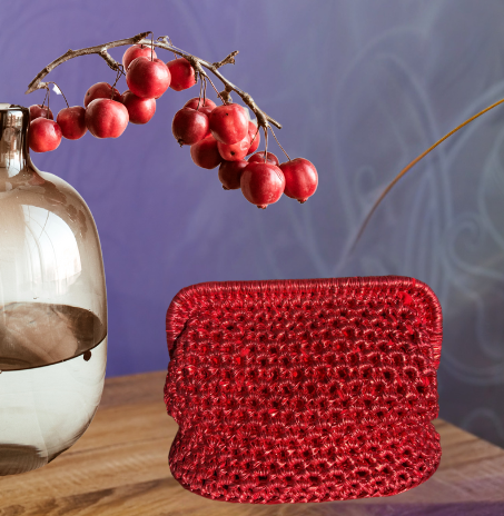 Crimson Charm Crochet Bag