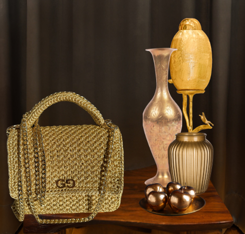 Golden Glam Crochet Bag