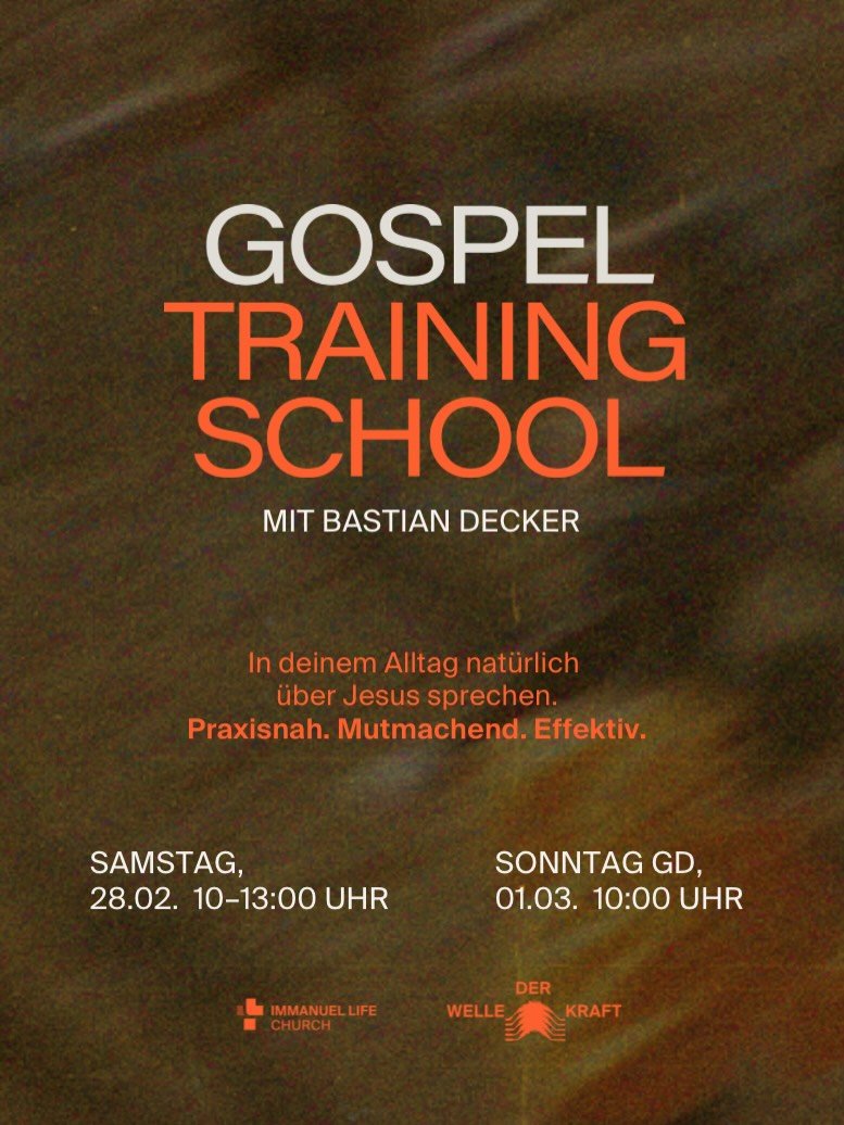 Lerne wie du in deinem Alltag &uuml;ber JESUS sprichst.
In dieser Training School lernst du, wie du ganz nat&uuml;rlich, authentisch und beziehungsorientiert mit Menschen in deinem Umfeld &uuml;ber Jesus ins Gespr&auml;ch kommst &ndash; Freunde, Fami