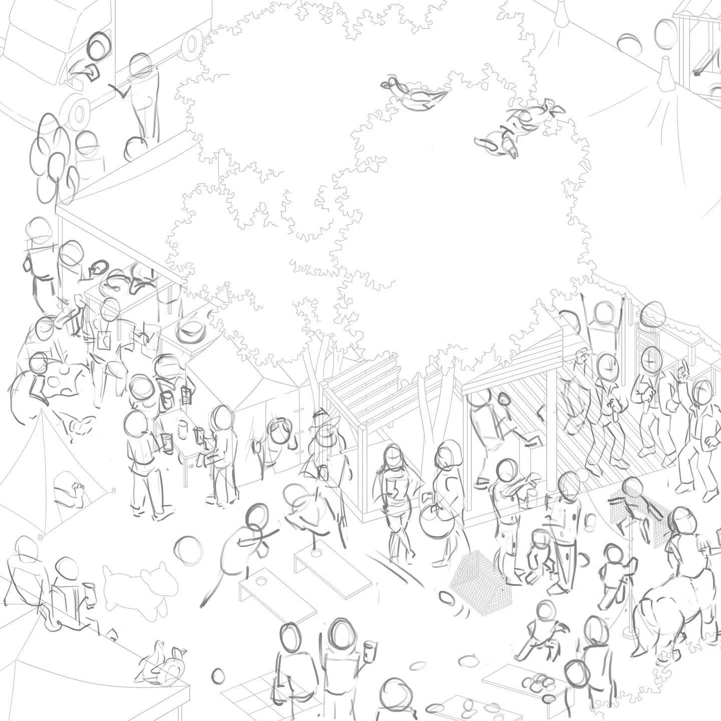 When I create my illustrations, I usually start by gathering as much reference as possible from the place I&rsquo;m drawing. I want to understand the mood, the small details, and what makes it unique. From there, I sketch a rough layout, which I grad