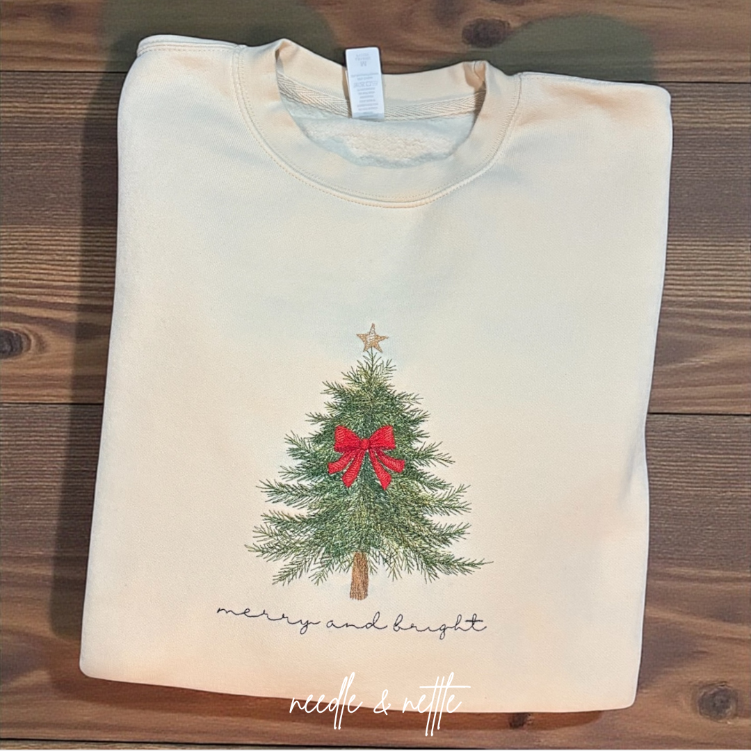 Embroidered Merry & Bright Sweatshirt