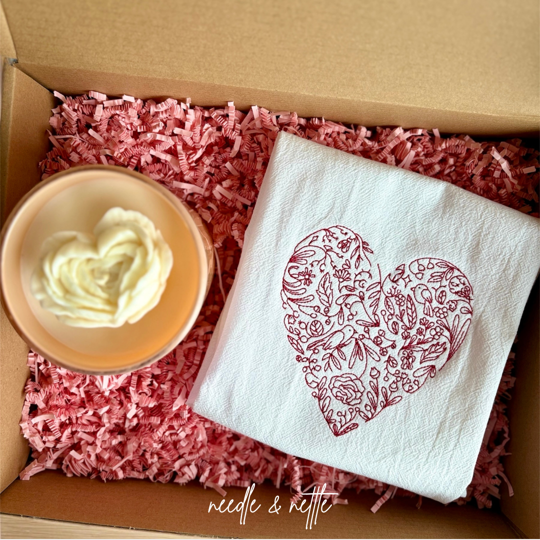 Valentine Gift Box: Candle & Tea Towel
