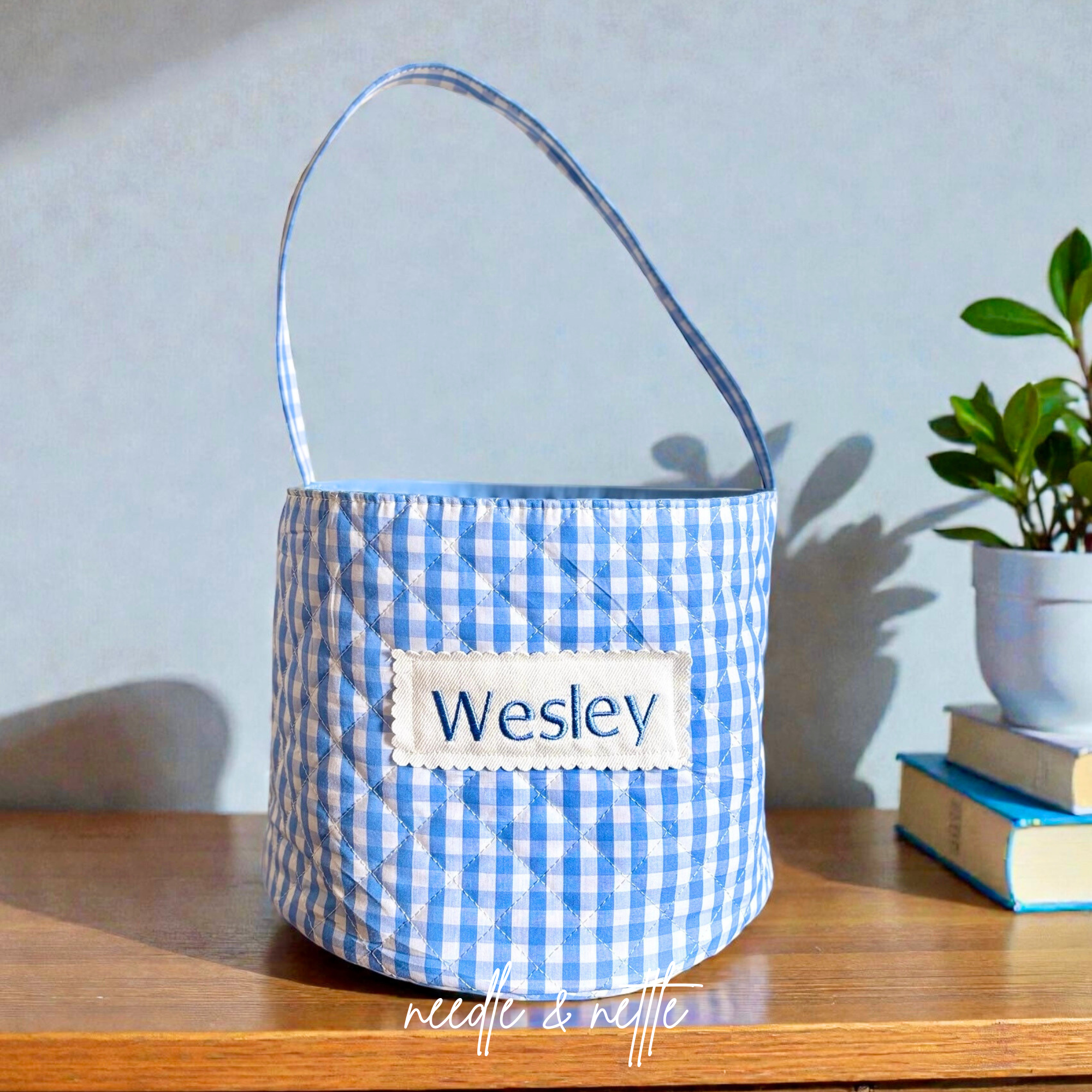 Blue Boy Gingham Easter Basket.png
