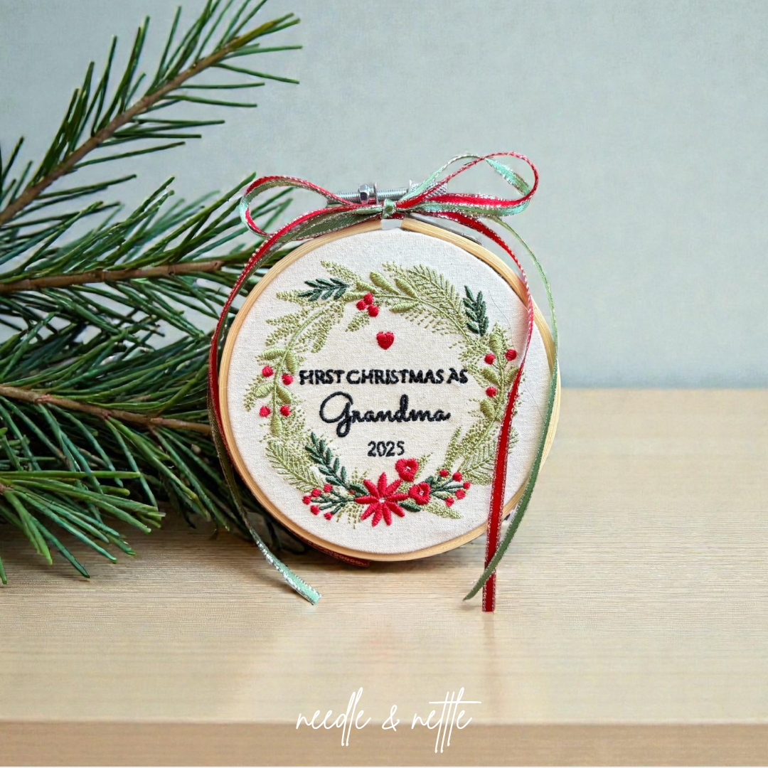 Embroidered Grandparent's First Christmas Ornament
