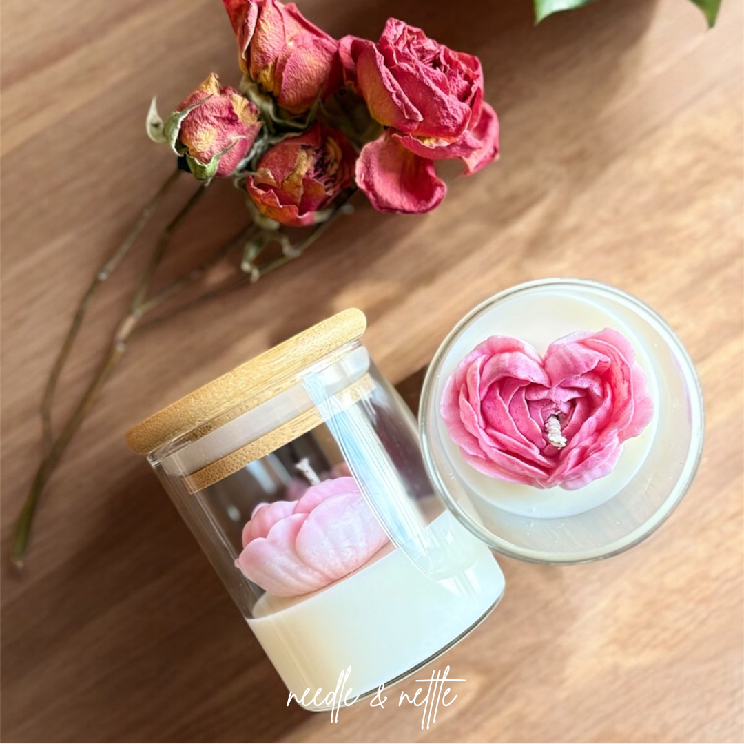 Valentine's Day Rose Heart Candle