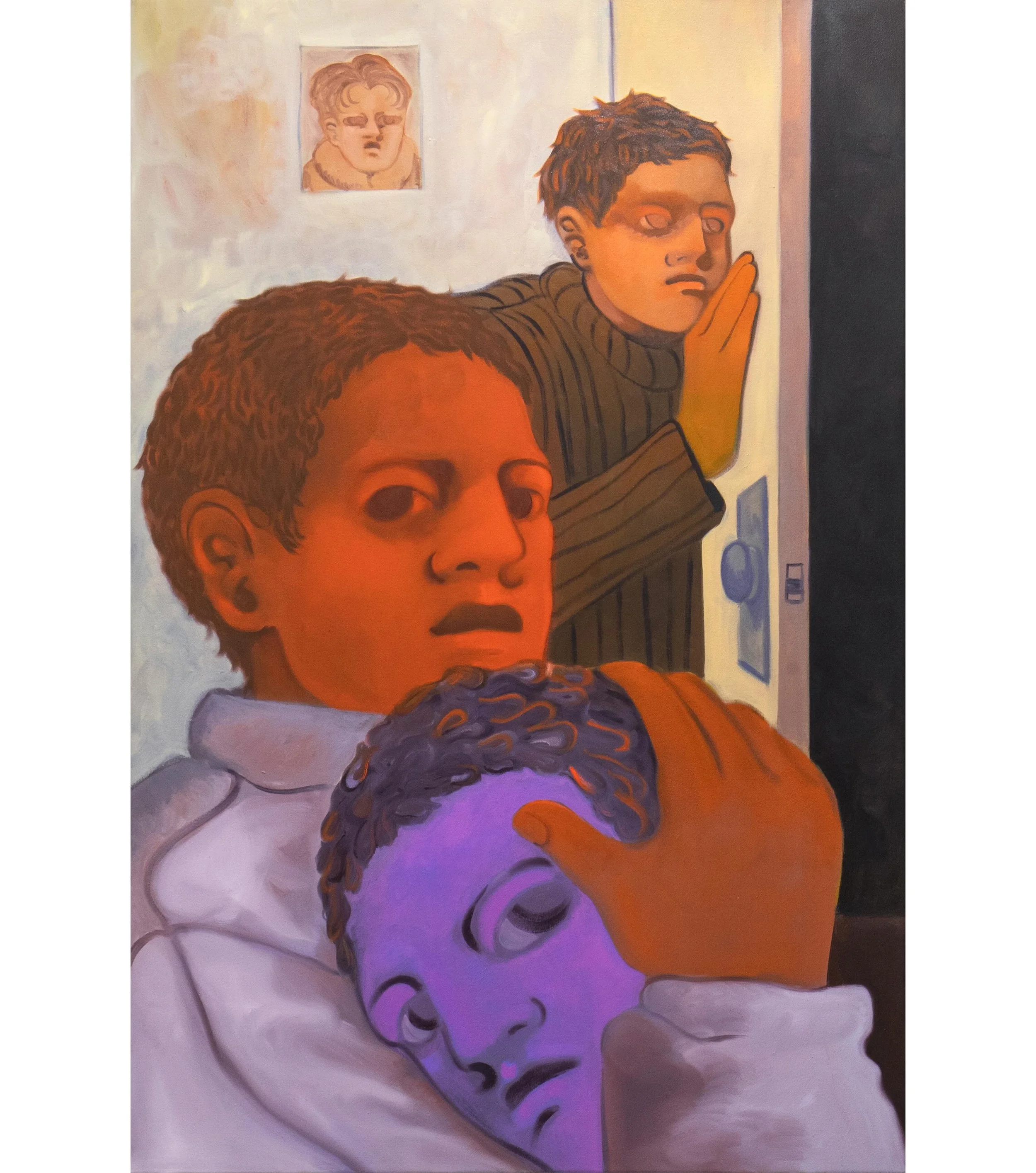 Keep Close, 2026
Oil on Canvas 
150 x 100cm 

There is something to explore about &ldquo;the witness&rdquo;. Who is the witness? What are we witnessing? The power also of having and being someone&rsquo;s witness. It&rsquo;s passive but quiet movement