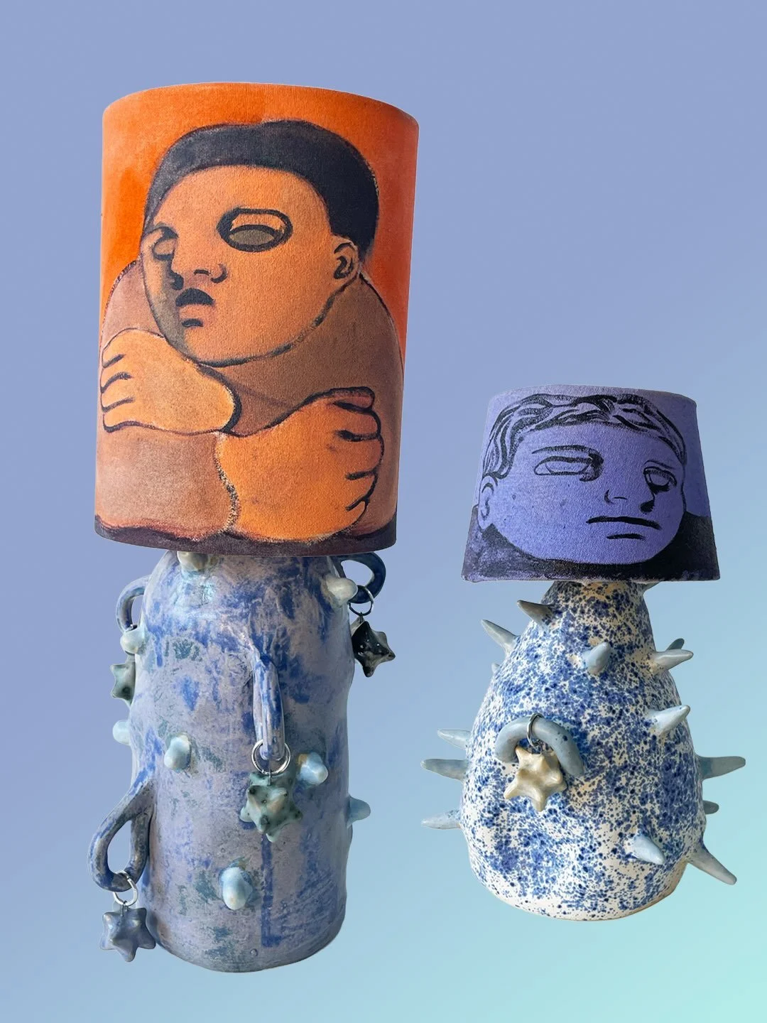 I&rsquo;ve been working on these lamps for what feels like years! Here are some that are finally finished! I&rsquo;ll slowly be posting as I finish them. It&rsquo;s been really fun to merge painting and ceramics and more in the future stay tuned! DM 