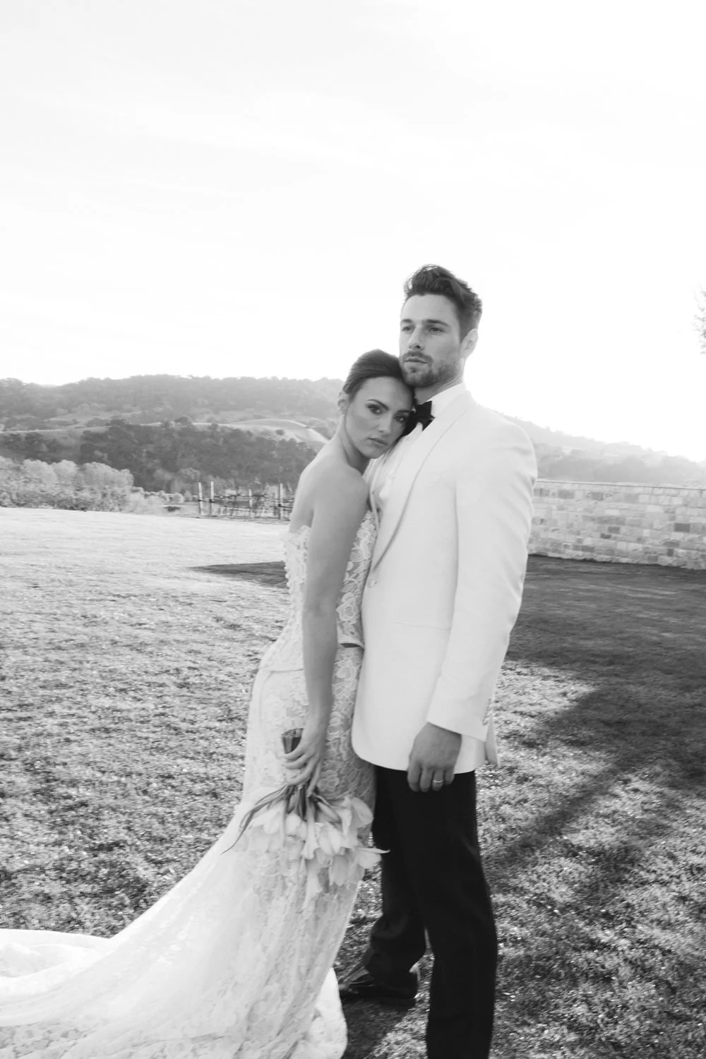 Luxury destination wedding at a vineyard, bride and groom portraits